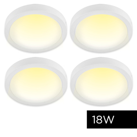 Kit X4 Plafon Lampara Techo Led Calido Redondo 18W