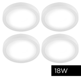 Kit X4 Plafon Lampara Techo Led Frio Redondo 18W