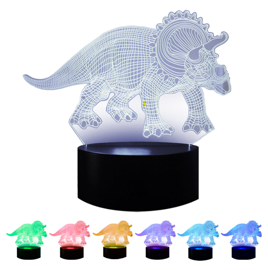 Lampara Nocturna  Dinosaurio 3D 16 Tonos