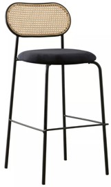 Banqueta Alta Taburete Pottery Pana Negro Velvet Est...
