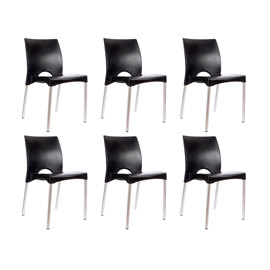 SET DE 6 SILLAS BOSTON PATAS DE ALUMINIO NEGRAS