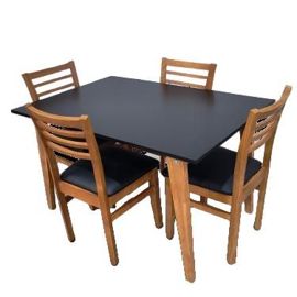 Combo Escandinavo Defrance Mesa 130Cm Negra 4 Sill...
