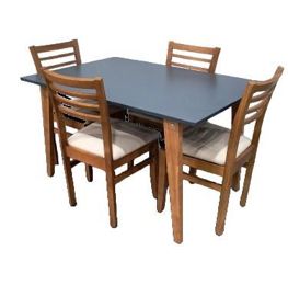 Combo Escandinavo Defrance Mesa 130Cm Gris 4 Silla...