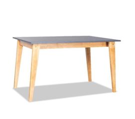 Mesa Escandinava Defrance 130Cm Base Miel Tapa Gris...