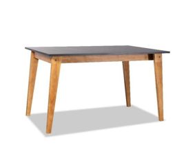 Mesa Escandinava Defrance 130Cm Base Miel Tapa Negr...