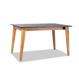 Mesa Escandinava Defrance 160Cm Base Miel Tapa Negr...