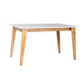 Mesa Escandinava Defrance 160Cm Base Miel Tapa Blan...