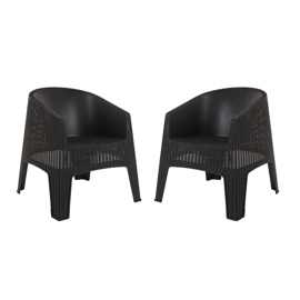 Set De 2 Sillones Ibiza Negros Simil Rattan