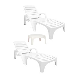 Set De 2 Reposeras Carilo Blancas Mas Mesa Puket