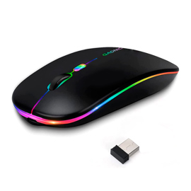 Mouse Inalámbrico Óptico Led Recargable Silencioso B...