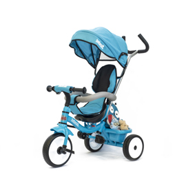 Triciclo Con Manija Giratorio 360 Canasto Celeste