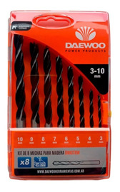 Kit De 8 Mechas Dwkit8w Para Madera Tamaños 3 Al 10