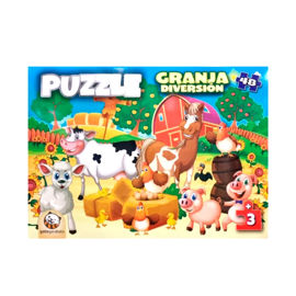 Puzzle Animales De La Granja 48 Piezas  Gato Garabat...