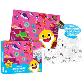 Puzzle Gigante Baby Shark 24 Piezas Dorso Para Color...