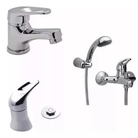 Set Griferia Baño Monocomando Kit 905411 Color Plat...