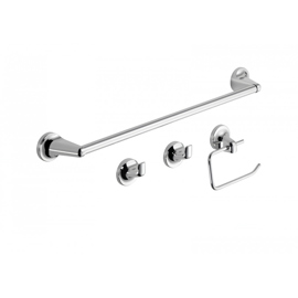 Accesorios Baño Conjunto Kit 4 Piezas Kiss Cromo