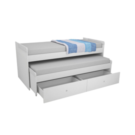 Cama Nido Doble Reforzada Con Cajones 1 Plaza Blanca