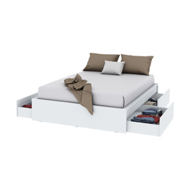 Cama Box 2 Plazas Blanca Con 4 Cajones 