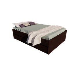 Cama Funcional  2 Plazas 1,40M Con Cajoneras Wengue
