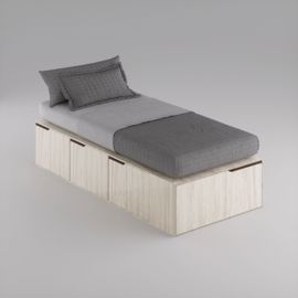 Cama Box 1 Plaza Con 3 Cajones Y 1 Zapatero Helsink...