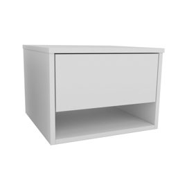 Mesa De Luz 1 Cajon Y Hueco Flotante Melamina Blanco
