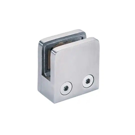 Clip Pinza Para Vidrio Acero Inoxidable Base Plana