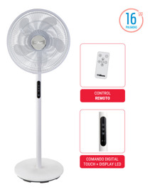 Ventilador De Pie Digital  16  4 Velocidades Blanco