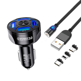 Cable Usb Magnético 3 En 1 Carga Rapida Cargador Pa...