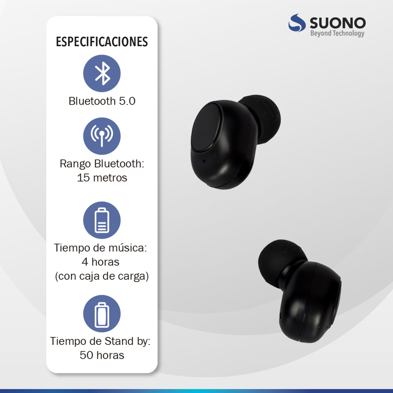 Auriculares Inalámbricos Suono Bluetooth 5.1 Celeste - SUONO AURICULARES -  Megatone