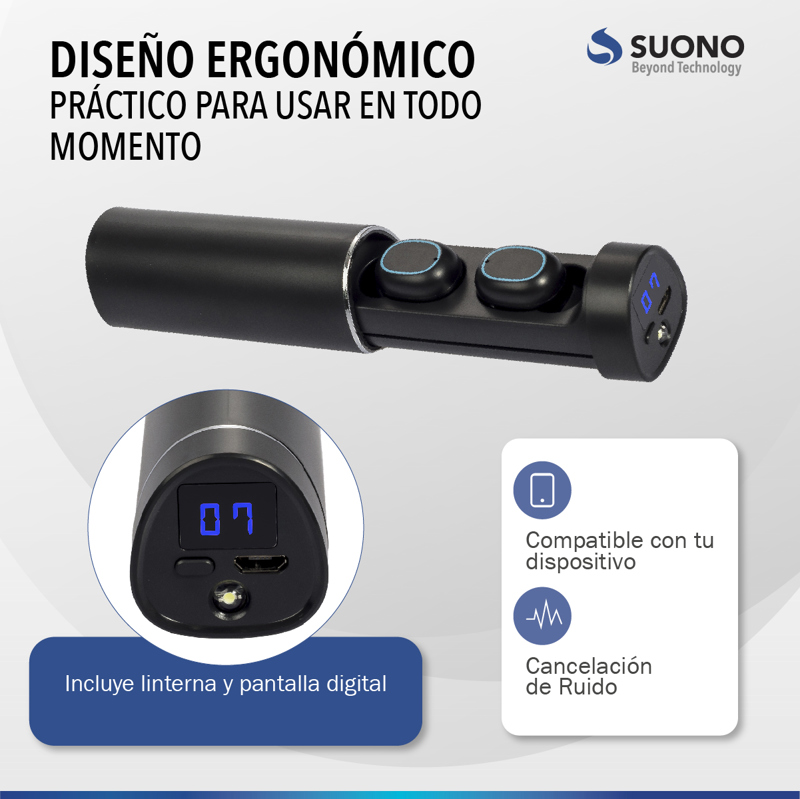 Auriculares Inalámbricos Suono Bluetooth 5.1 Celeste - SUONO AURICULARES -  Megatone