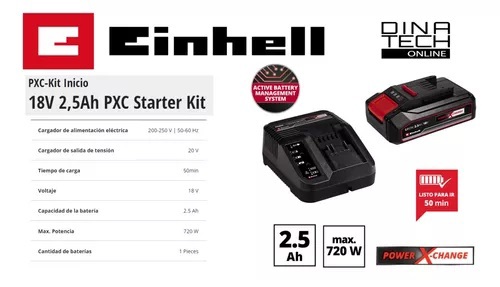Cargador + Bateria Einhell 18v 2.5ah Pxc Starter Kit Max750w - EINHELL  HERRAMIENTAS ELECTRICAS - Megatone