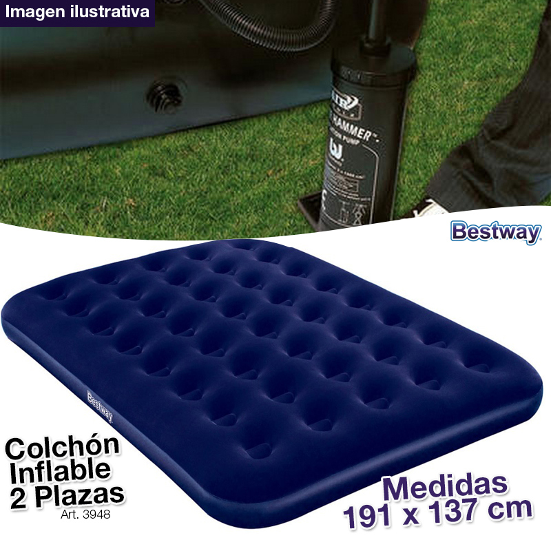 Combo Colchon Inflable Camping 1 Plaza Y 2P + Inflador - BESTWAY INFLABLES  - Megatone