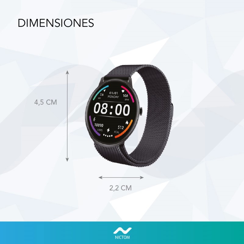 Smartwatch Mujer Reloj Inteligente Nictom NT14 + Malla Metal Rosa