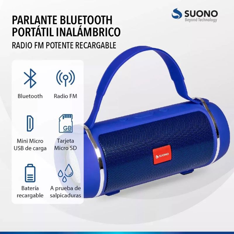 Parlante Portatil Bluetooth Suono Radio Fm Negro - SUONO PARLANTES  INALAMBRICOS - Megatone