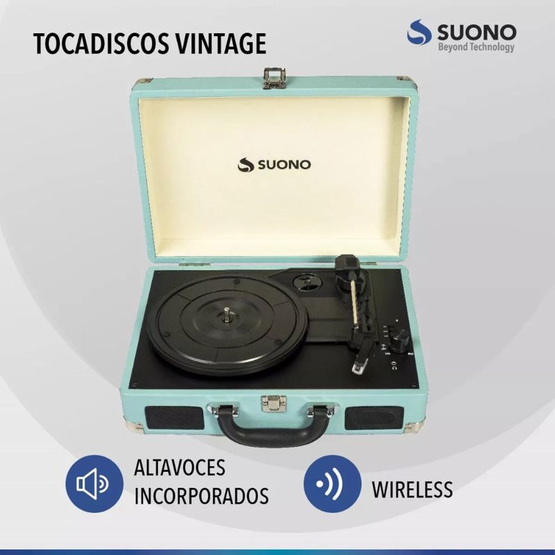 Tocadiscos Eléctrico Vintage Portátil Suono SNPE-3000 - SUONO PARLANTES  INALAMBRICOS - Megatone