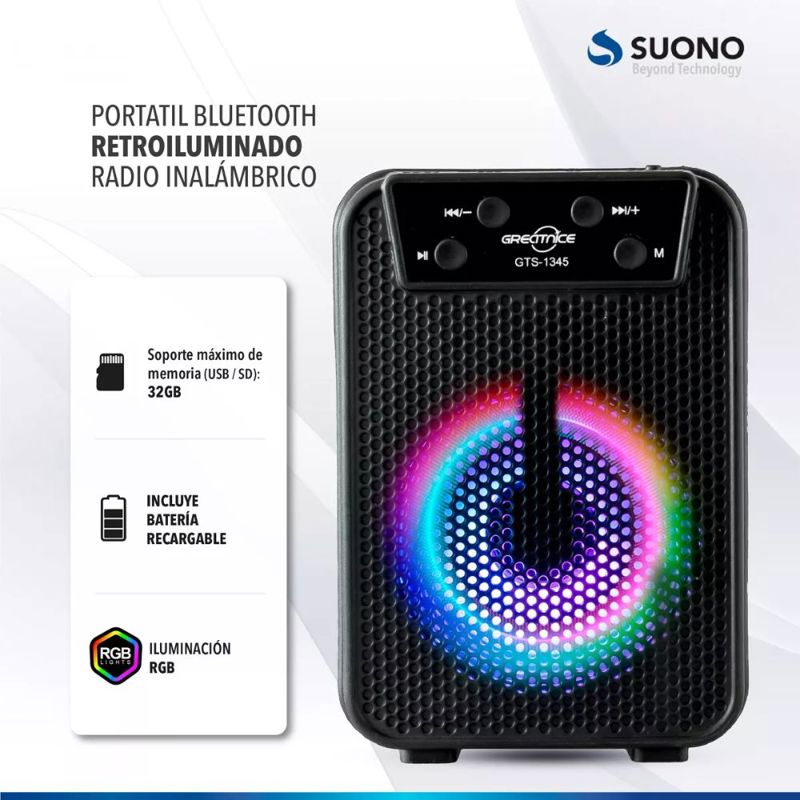 Parlante Portátil Inalámbrico Bluetooth Usb Radio Fm - SUONO PARLANTES  INALAMBRICOS - Megatone