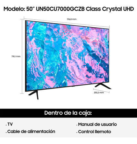 Smart Tv Samsung 50 Pulgadas Un50cu7000gczb Crystal Uhd 4k - SAMSUNG TV LED  44 a 50P SMART - Megatone