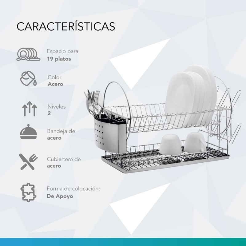 Secaplatos Escurridor Nictom EP01 Blanco Acero Pintado Bandeja Cubiertero  Escurre Platos