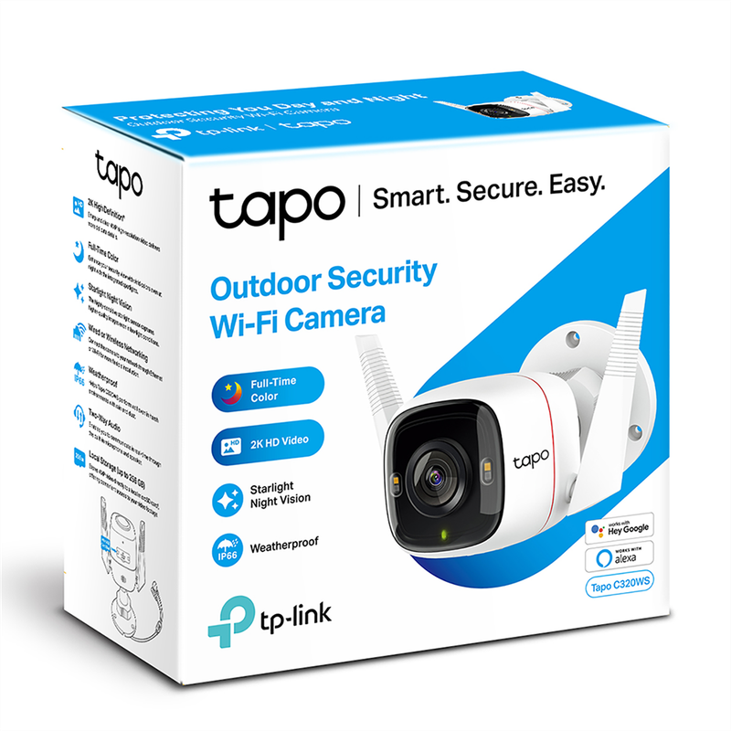 CAMARA IP WIRELESS TP-LINK TAPO C320WS 2K DAY/NIGHT DETECTA MOVIMIENTO IP66  EXTERIOR - TP LINK CAMARAS DE SEGURIDAD - Megatone