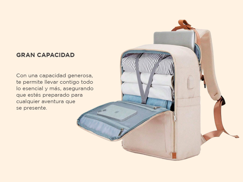 Mochila de Viaje Beige Gadnic Carry on GADNIC MOCHILAS,BOLSOS Y