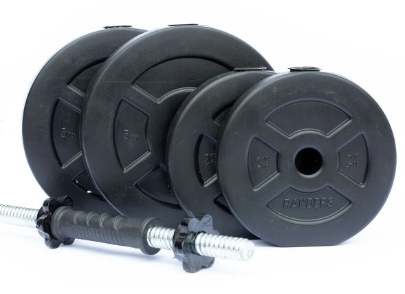 Set de 2 Mancuernas + Barra 3 en 1 + 25 kg en pesas Randers — Randers