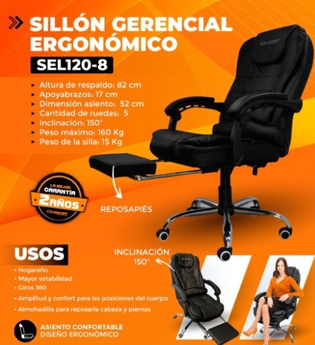 Silla Sillon Oficina Gerencial Ejecutivo Escritorio Pc Gamer - LUSQTOFF  SILLAS DE ESCRITORIO - Megatone