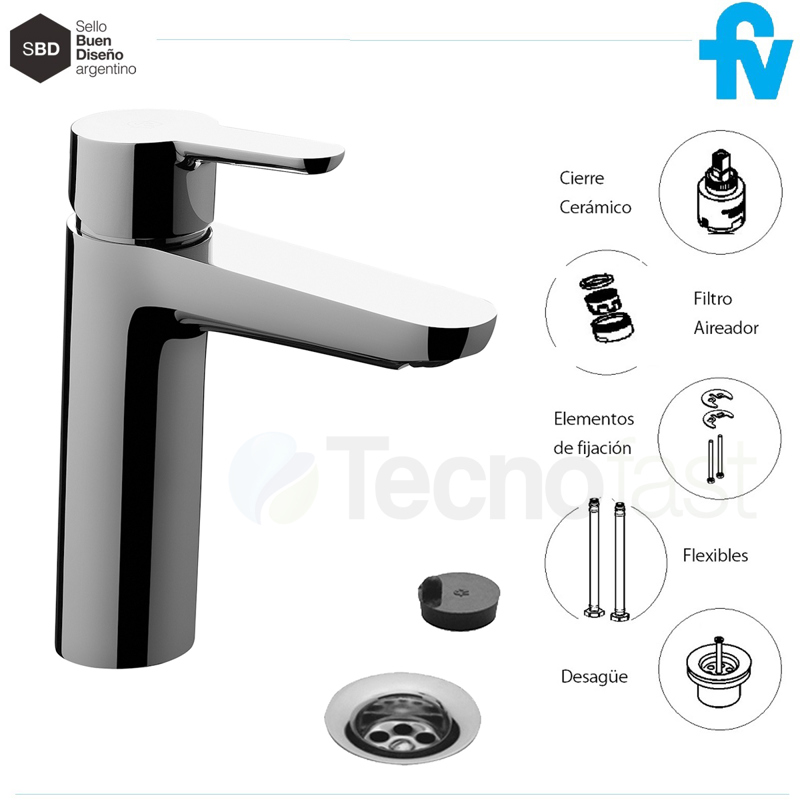Griferia Monocomando Lavatorio Fv Linea Puelo 181.01 b5 Cr FV