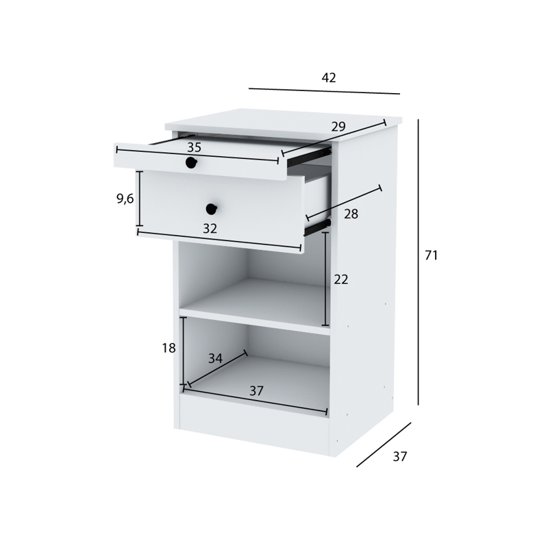 Mesa De Luz Moderna Con Desayunador Linea Star De Mueblesrem - $ 74.000