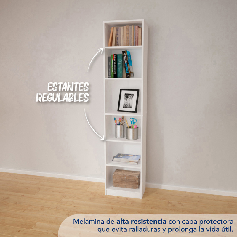 Biblioteca C/ Estantes 0.60 Mts. Melamina Blanca