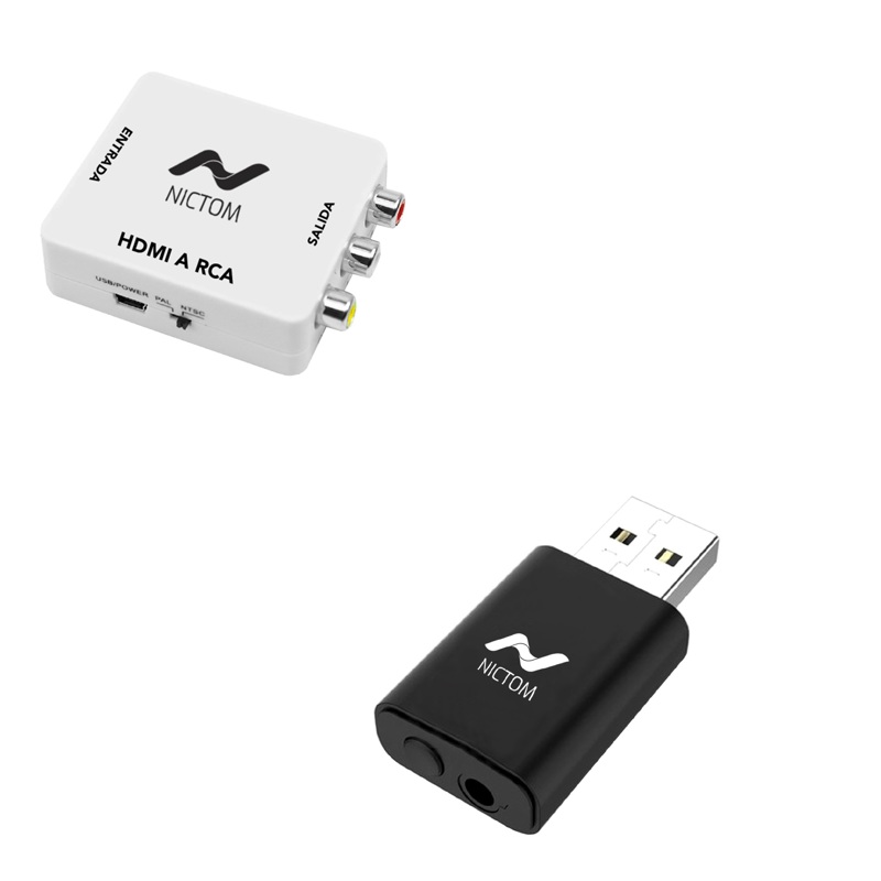 Combo Conversor Imagen HDMI a RCA + Emisor Bluetooth BT4 - NICTOM OTROS  ACCESORIOS DE AUDIO - Megatone