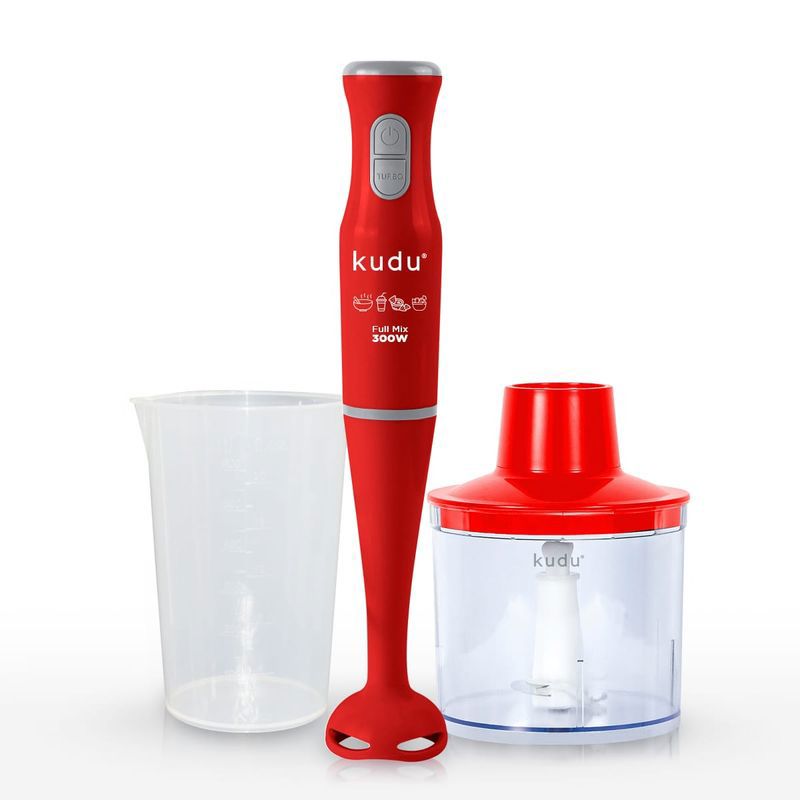 Mini Pimer Licuadora De Mano Con Vaso Dosificador Y Picador Roja - KUDU  LICUADORAS MANUALES(MINIPIMER) - Megatone