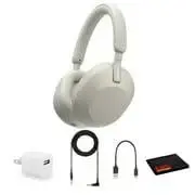 Auriculares para colocar sobre las orejas Sony WH 1000XM5, con cancelación de ruido, color plateado