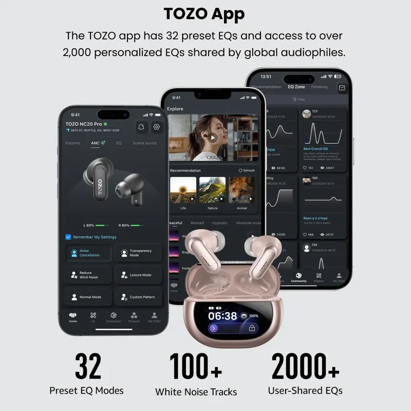 Auriculares inalámbricos TOZO NC20 Pro con ANC, IPX8, resistentes al agua