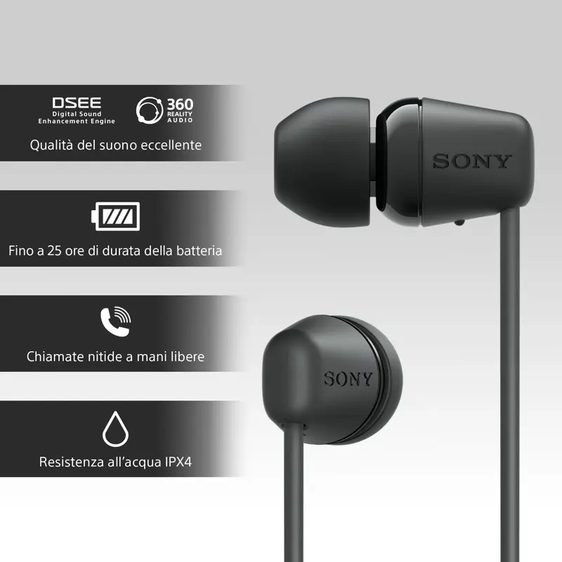 Audífonos inalámbricos Sony WI C100 intrauditivos Bluetooth negros